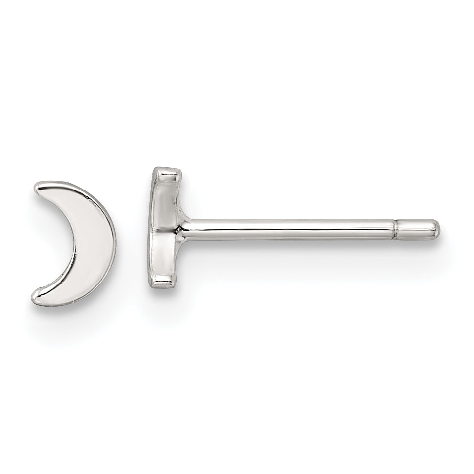 Sterling Silver E-Coating Moon Post Earrings Main image