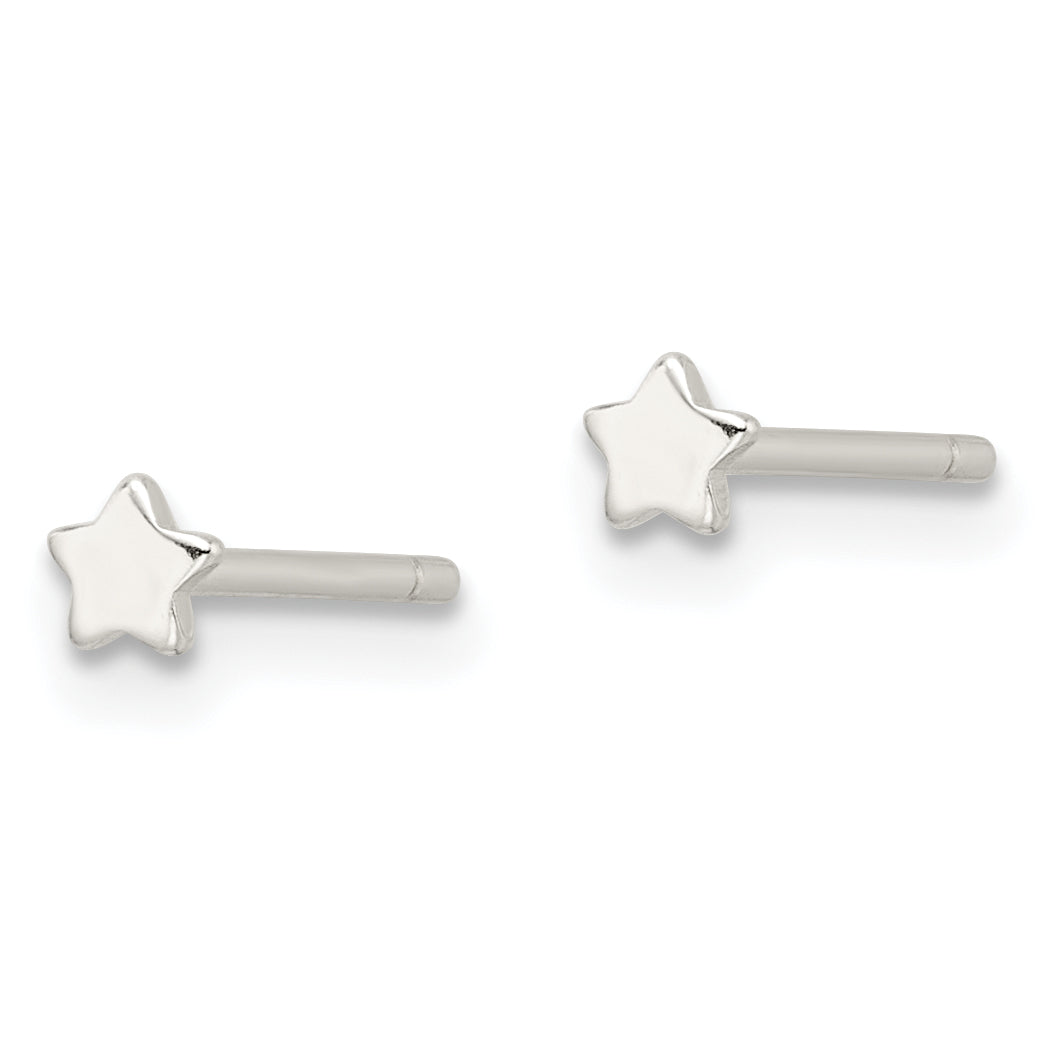 Sterling Silver E-Coating Star Post Earrings Secondary image