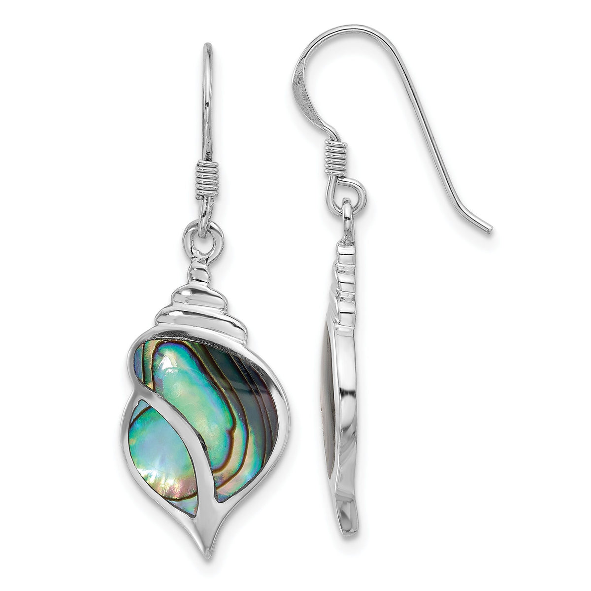 Abalone Shell Dangle Earrings in Sterling Silver, 12mm - Sophia Jewelers Main image