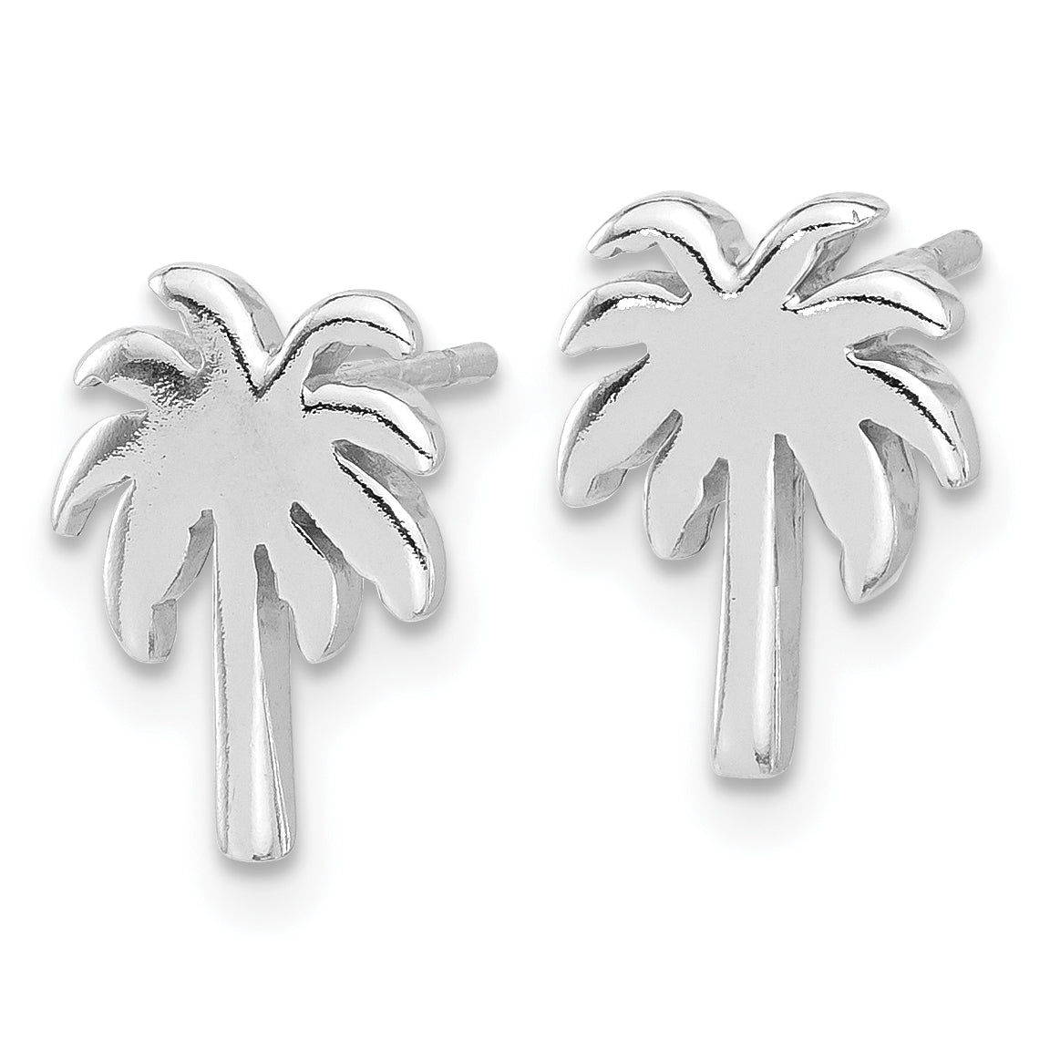 Sterling Silver Rhodium-plated Palm Tree Post Earrings Secondary image