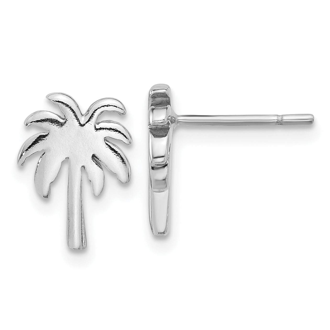 Sterling Silver Rhodium-plated Palm Tree Post Earrings Main image
