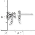 Sterling Silver Rhodium-plated CZ Palm Tree Post Earrings
