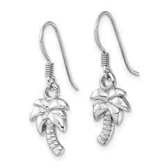 Sterling Silver Rhodium-Plated Polished Palm Tree Dangle Earrings