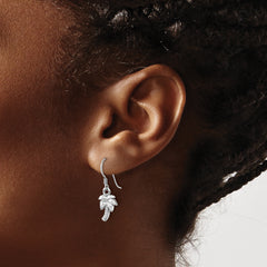 Sterling Silver Rhodium-Plated Polished Palm Tree Dangle Earrings