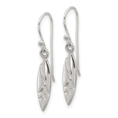 SS Polished Pointed Oval Wave Shephard Hook Dangle Earrings