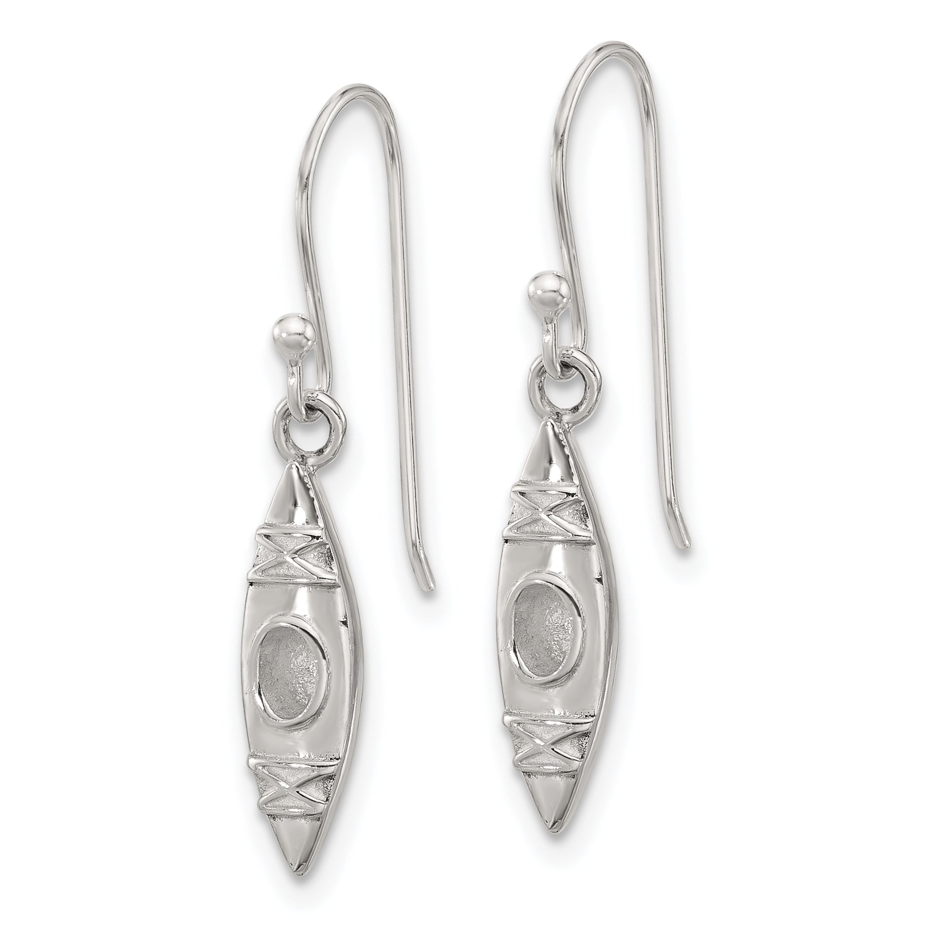 Sterling Silver Polished Canoe / Kayak Dangle Earrings Secondary image