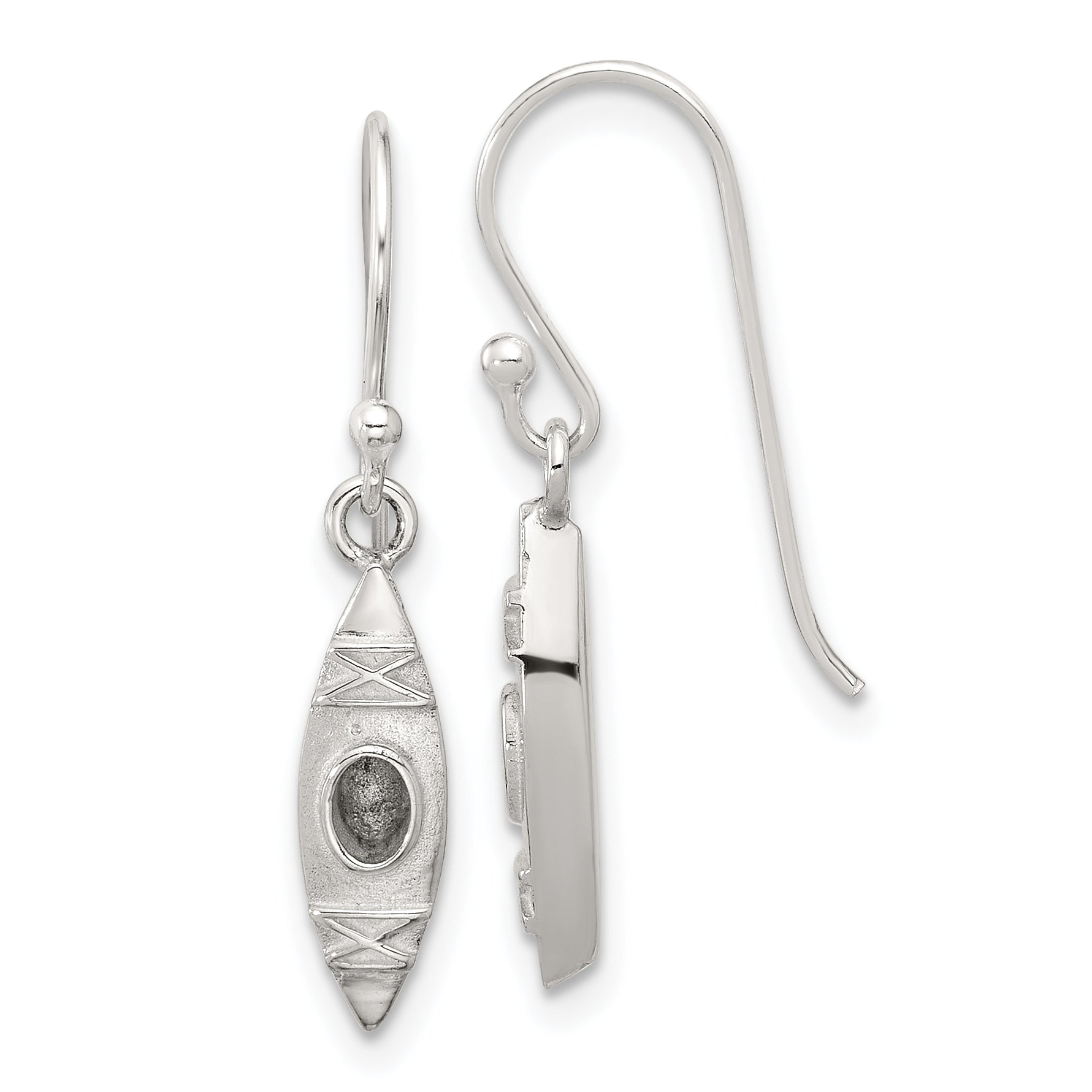 Sterling Silver Polished Canoe / Kayak Dangle Earrings Main image