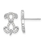 Sterling Silver Rhodium-plated CZ Dog Post Earrings