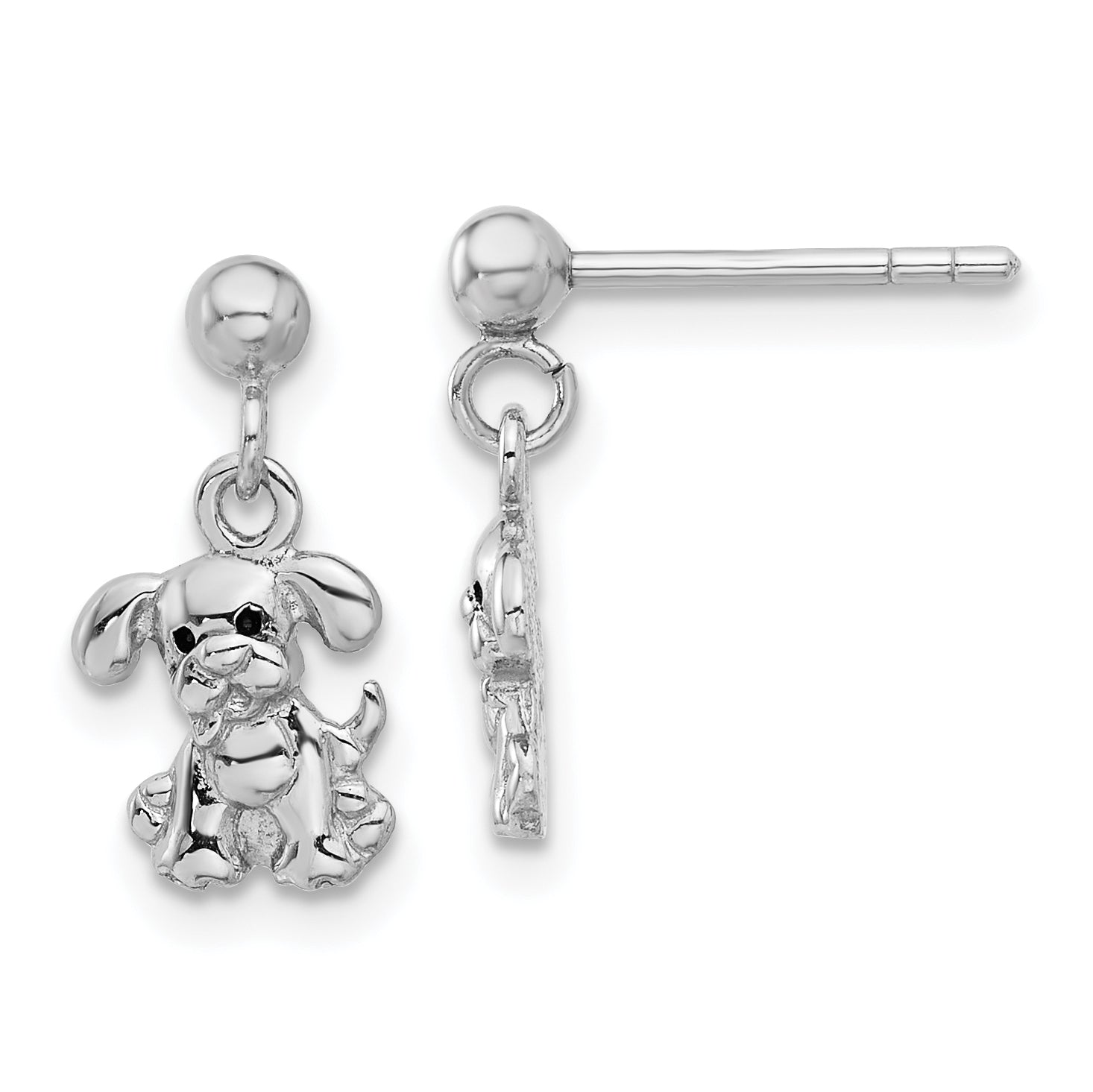 Sterling Silver Rhodium-plated Enameled Dog Post Dangle Earrings Main image