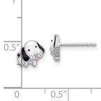 Sterling Silver Rhodium-Plated Black and White Enamel Dog Post Earrings