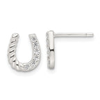 Sterling Silver E-Coating CZ Horseshoe Earrings