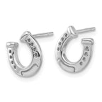Sterling Silver Rhodium-plated Horseshoe Post Earrings