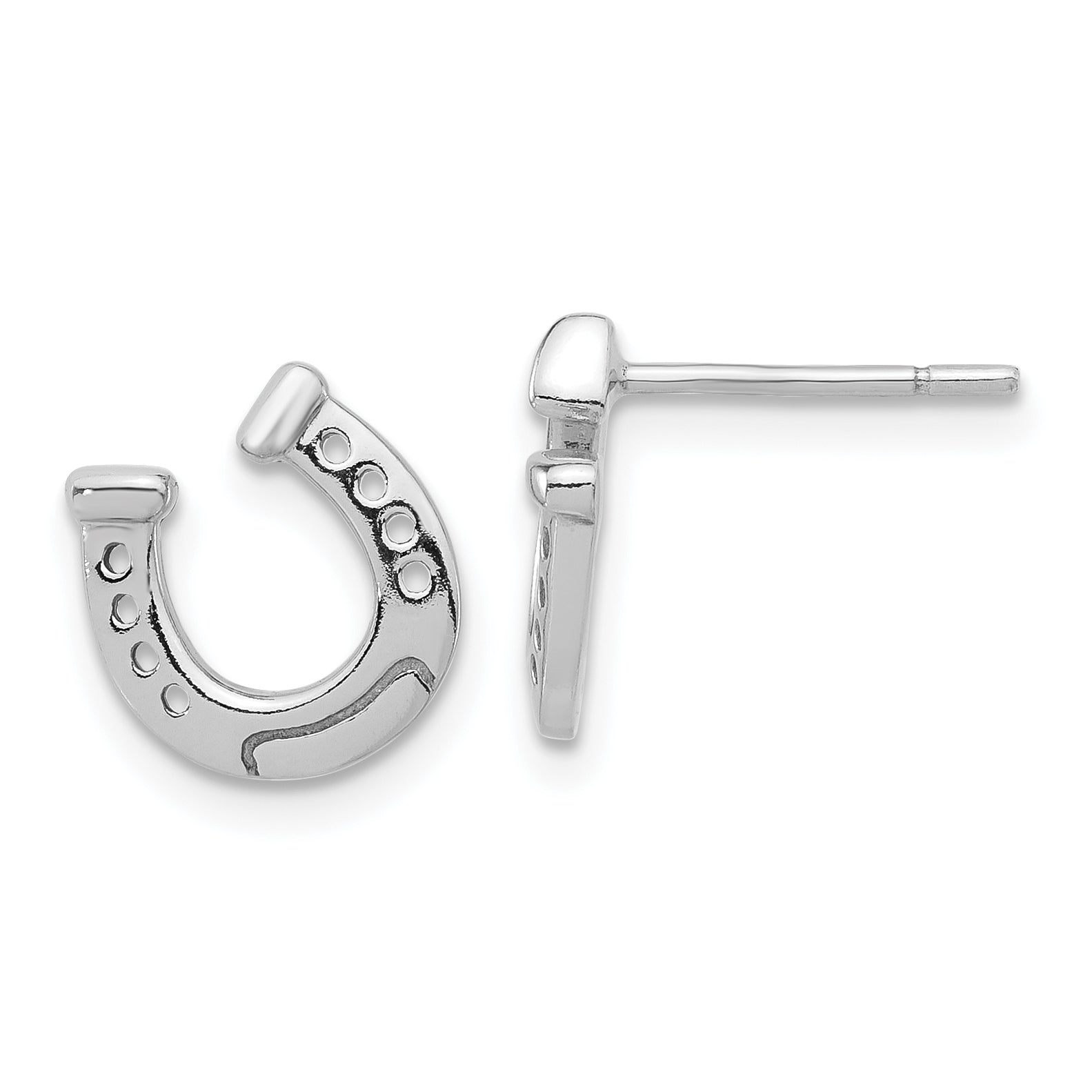 Sterling Silver Rhodium-plated Horseshoe Post Earrings Main image