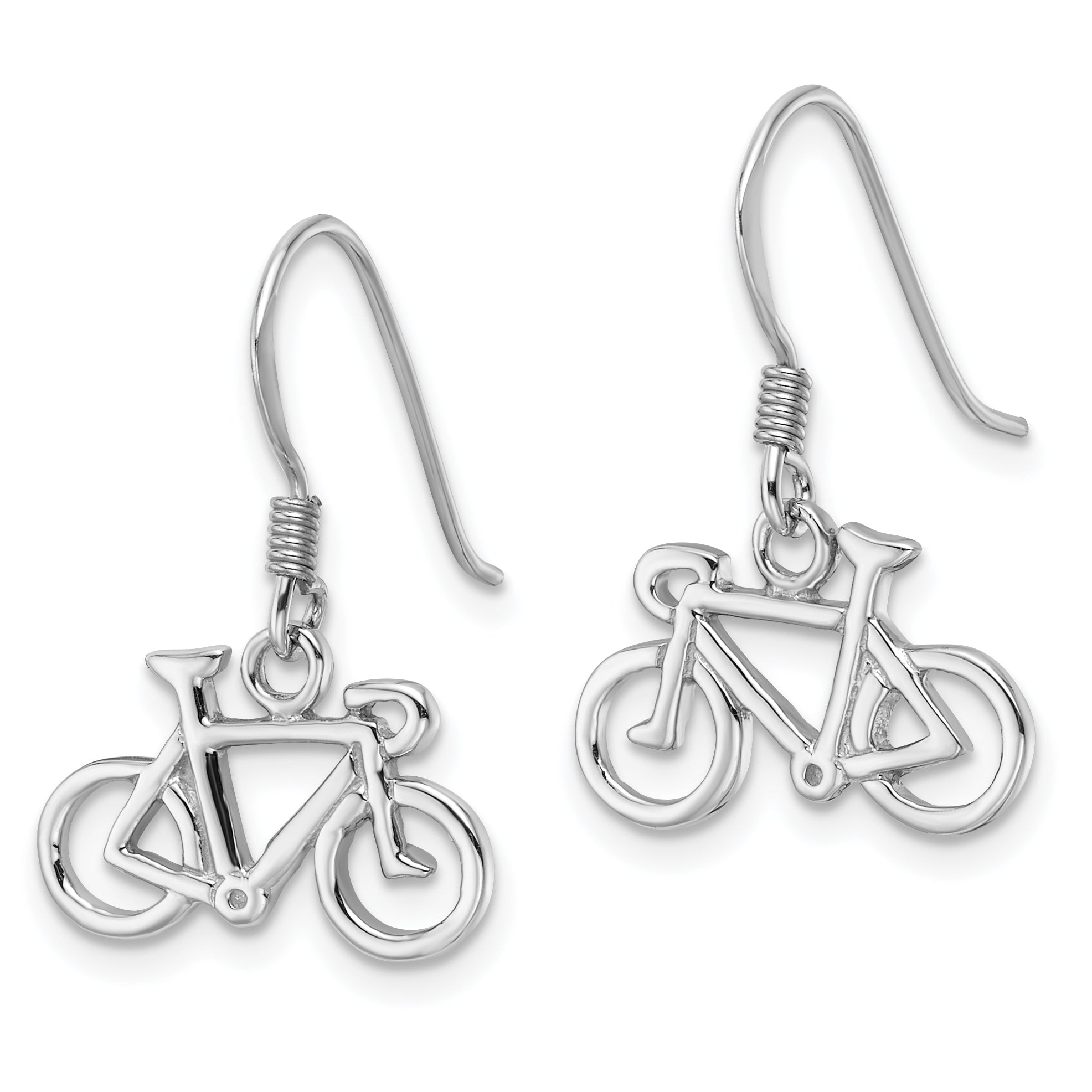 Sterling Silver Rhodium-Plated Polished Bicycle Dangle Earrings Secondary image
