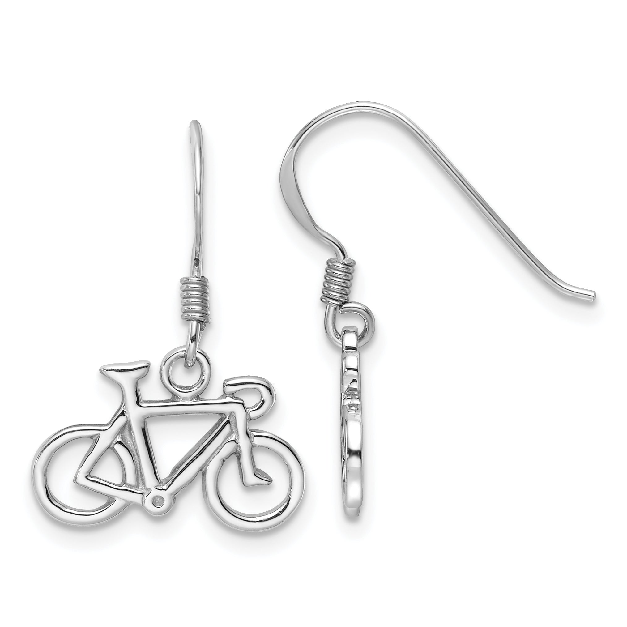 Sterling Silver Rhodium-Plated Polished Bicycle Dangle Earrings Main image