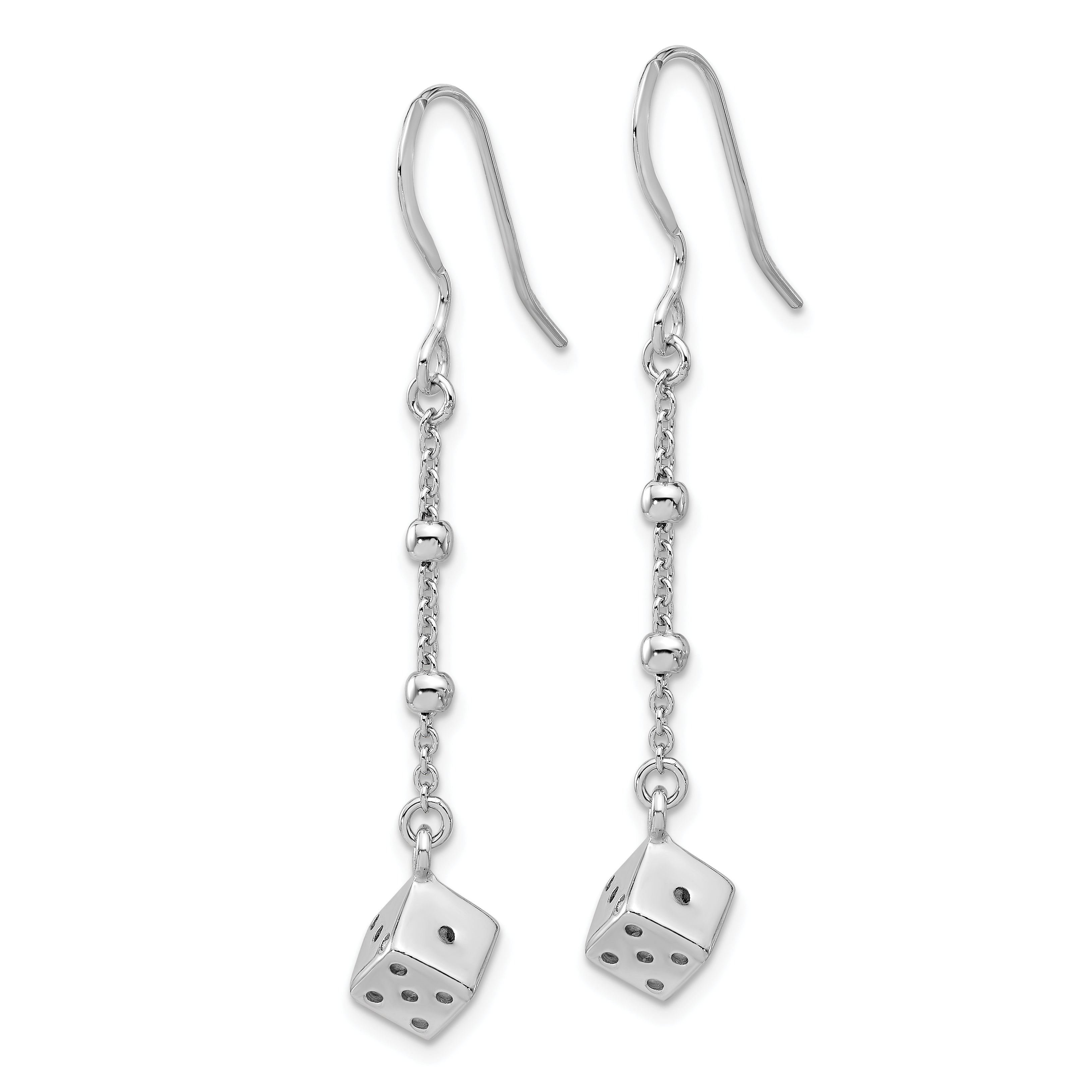 Sterling Silver Rhodium-plated Dice and Beads Dangle Earrings Secondary image