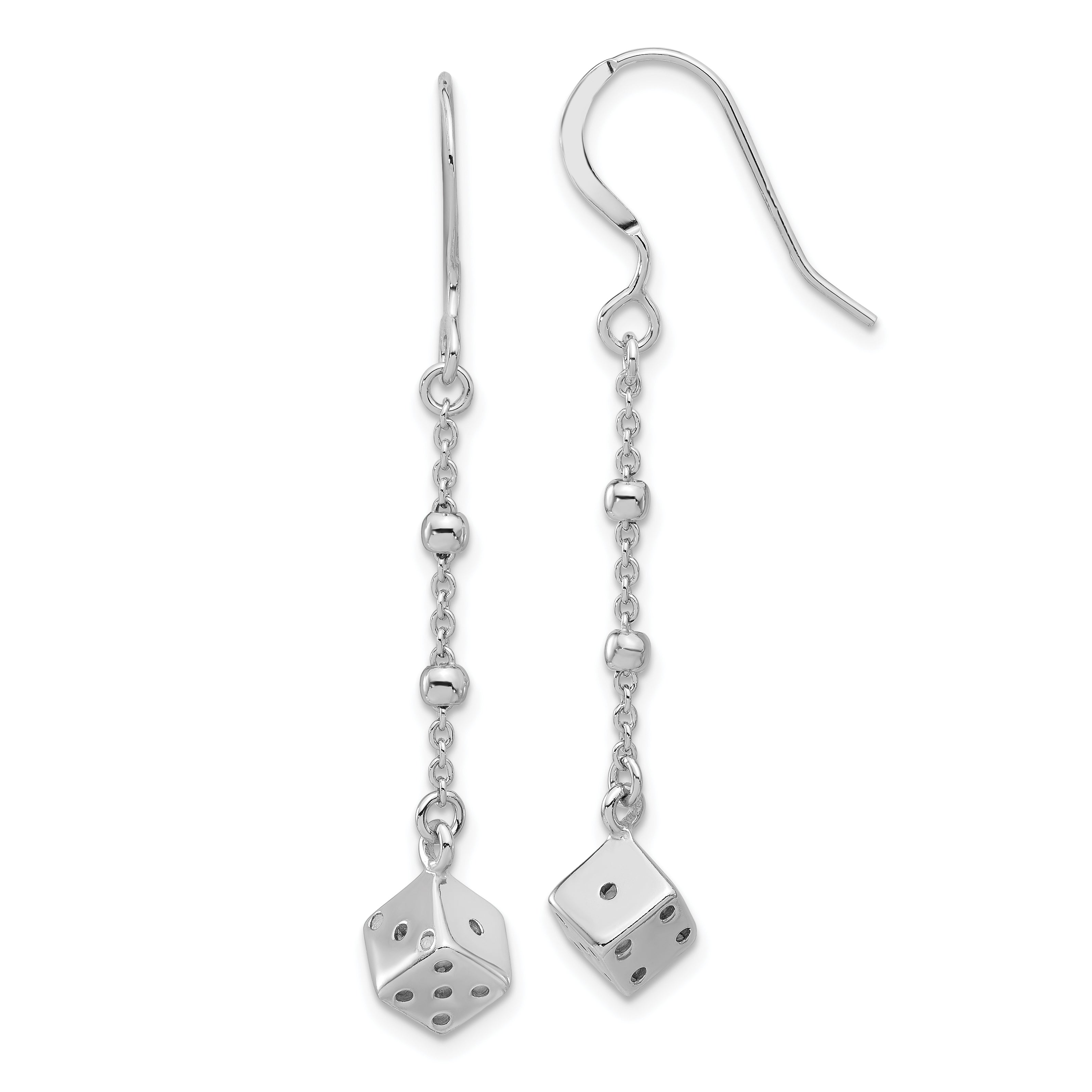 Sterling Silver Rhodium-plated Dice and Beads Dangle Earrings Main image
