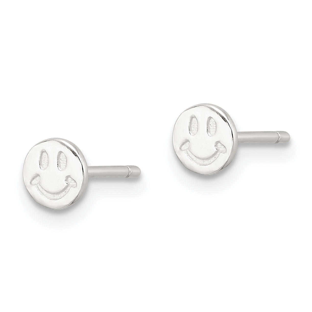 Sterling Silver E-Coating Polished Smiley Face Post Earrings Secondary image