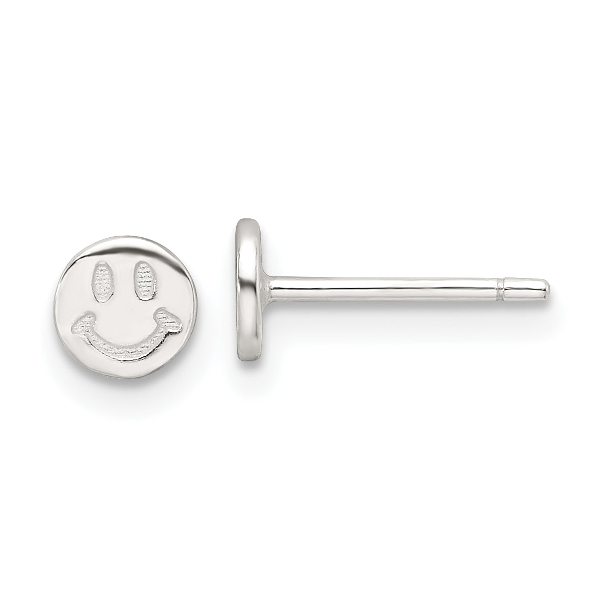 Sterling Silver E-Coating Polished Smiley Face Post Earrings Main image