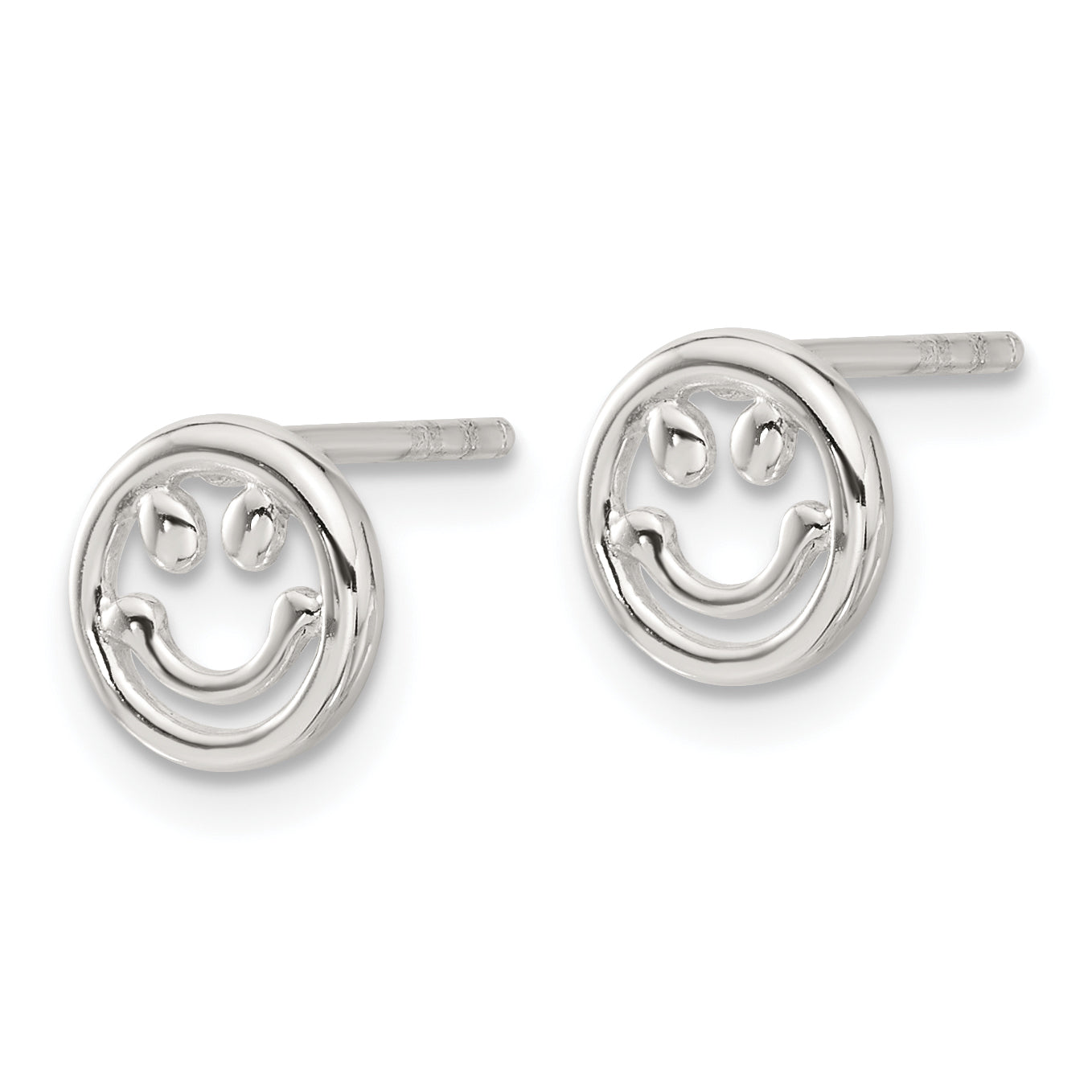 Sterling Silver E-coated Smiley Face Post Earrings Secondary image