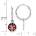 Sterling Silver Rh-plated Enamel Ladybug Dangle Eternity Hoop Earrings