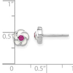 Sterling Silver Rhodium-plated Madi K Enamel Pink CZ Flower Post Earrings