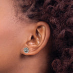Sterling Silver Oxidized Flower Post Earrings