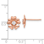 Sterling Silver Rose-tone CZ Flower Post Earrings