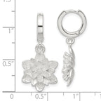 Sterling Silver Lotus Flower Dangle Hinged Hoop Earrings