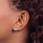 Sterling Silver Rhodium-plated Lotus Flower Post Earrings