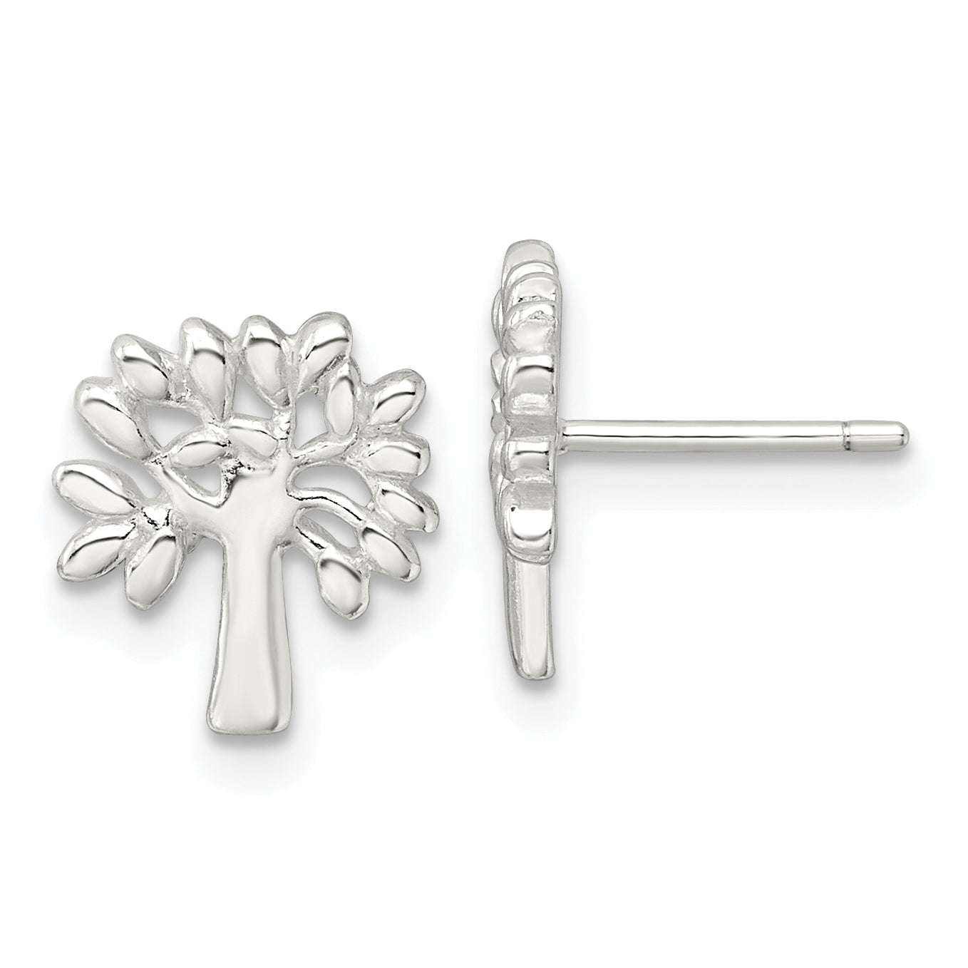 Sterling Silver E-Coating Polished Tree Post Earrings Main image