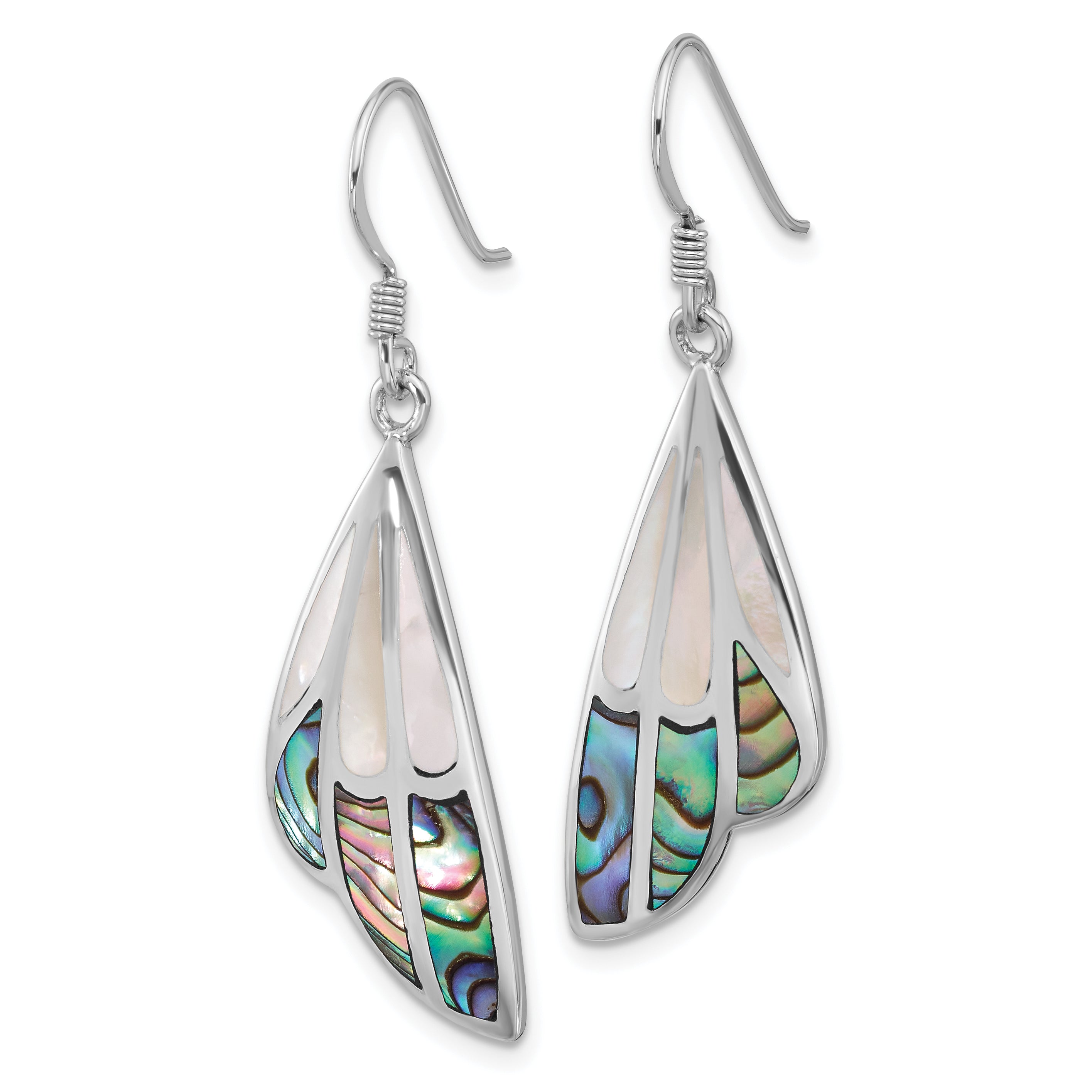 SS Rhod-Plated Polished Abalone w/MOP Butterfly Wing Earrings Secondary image