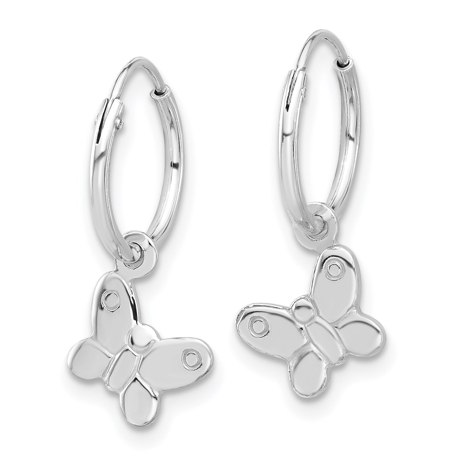 Sterling Silver Rhodium-plated Madi K Butterfly Hoop Earrings Secondary image