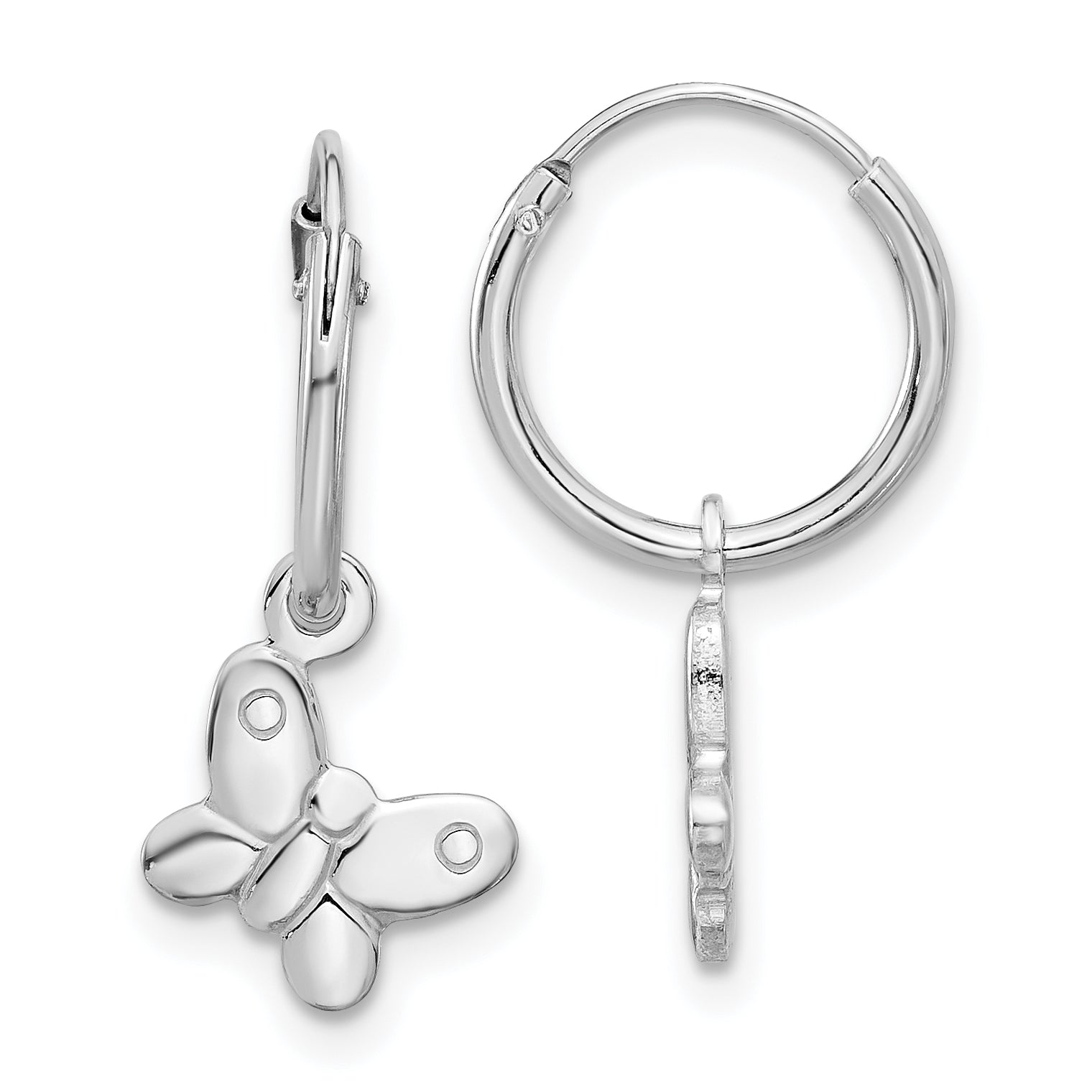 Sterling Silver Rhodium-plated Madi K Butterfly Hoop Earrings Main image