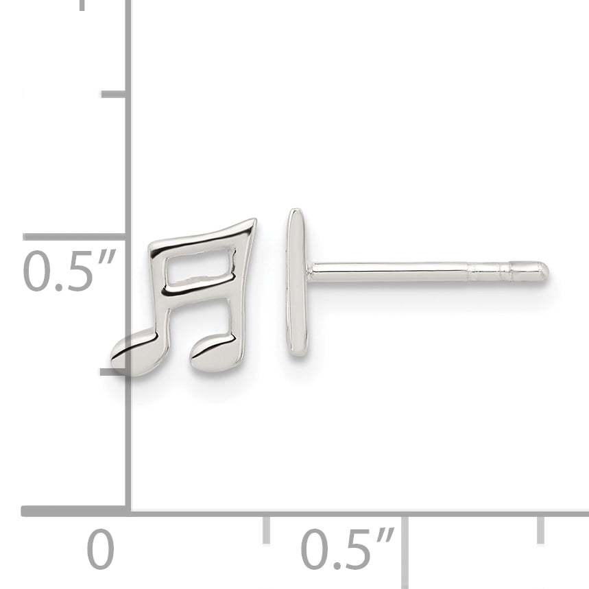 Sterling Silver E-coated Music Note Post Earrings