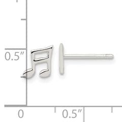 Sterling Silver E-coated Music Note Post Earrings