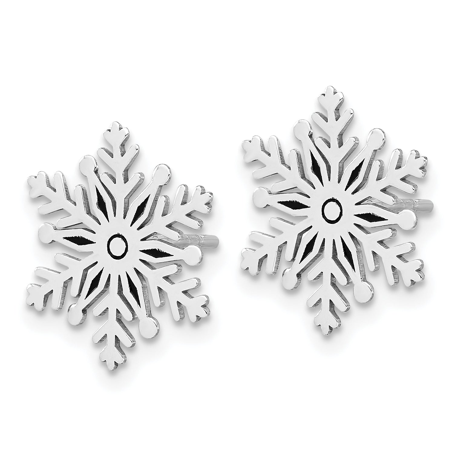 Sterling Silver Rhodium-plated Enamel Snowflake Post Earrings Secondary image