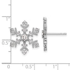 Sterling Silver Rhodium-plated CZ Crystal Snowflake Post Earrings