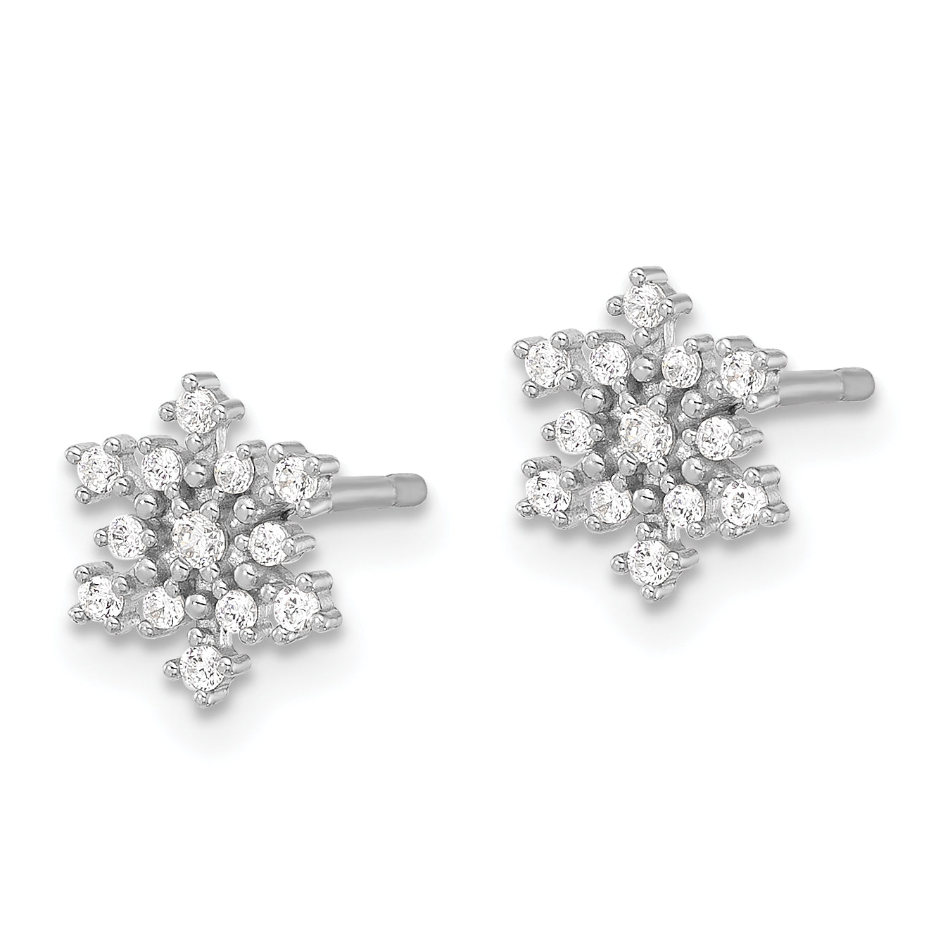 Sterling Silver Rhodium-plated Polished CZ Snowflake Post Earrings Secondary image