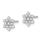 Sterling Silver Rhodium-plated Polished CZ Snowflake Post Earrings