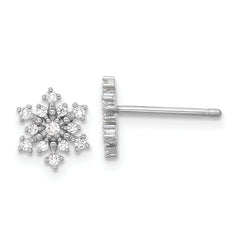 Sterling Silver Rhodium-Rhodium-Plated Polished CZ Snowflake Post Earrings
