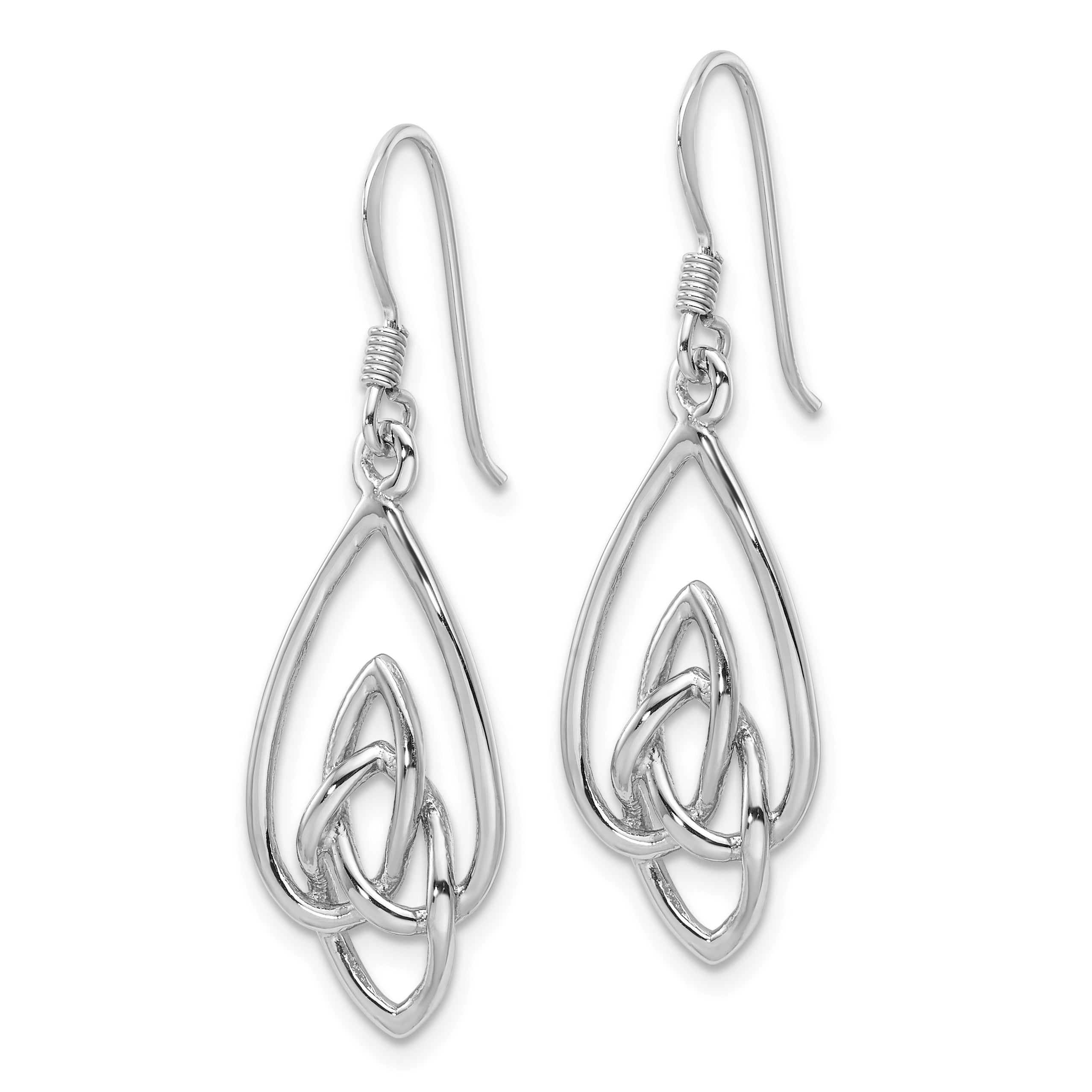 Sterling Silver Rhodium-Plated Polished Dangle Celtic Knot Design Earrings Secondary image