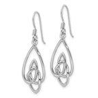 Sterling Silver Rhodium-Plated Polished Dangle Celtic Knot Design Earrings