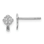 Sterling Silver Rhod-plated Polished & Textured Celtic Cross Post Earrings