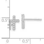 Sterling Silver Rhodium-plated Polished CZ Double Cross Post Earrings