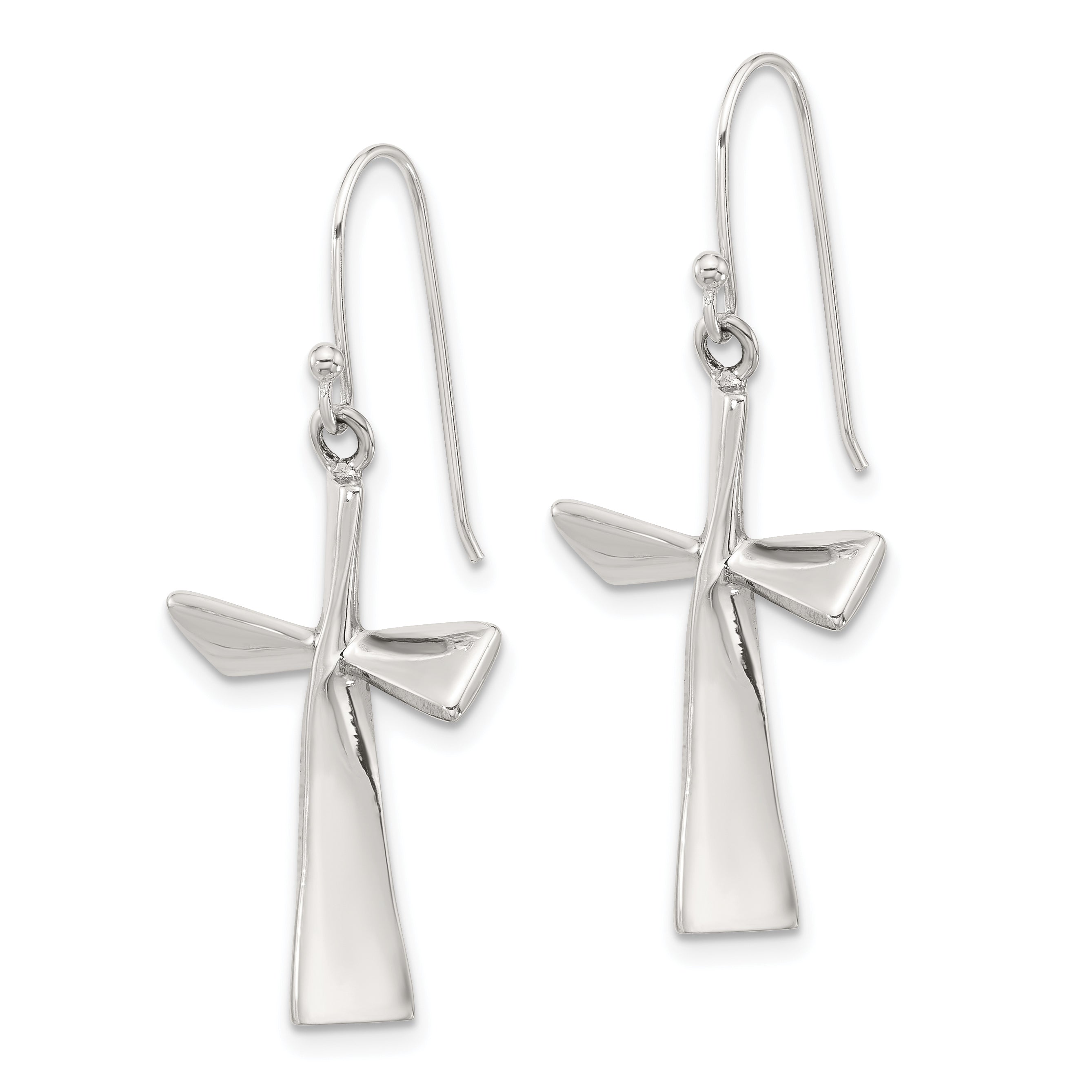 Sterling Silver Polished Cross Dangle Earrings Secondary image