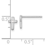 Sterling Silver Rhodium-plated Polished CZ Cross Post Earrings