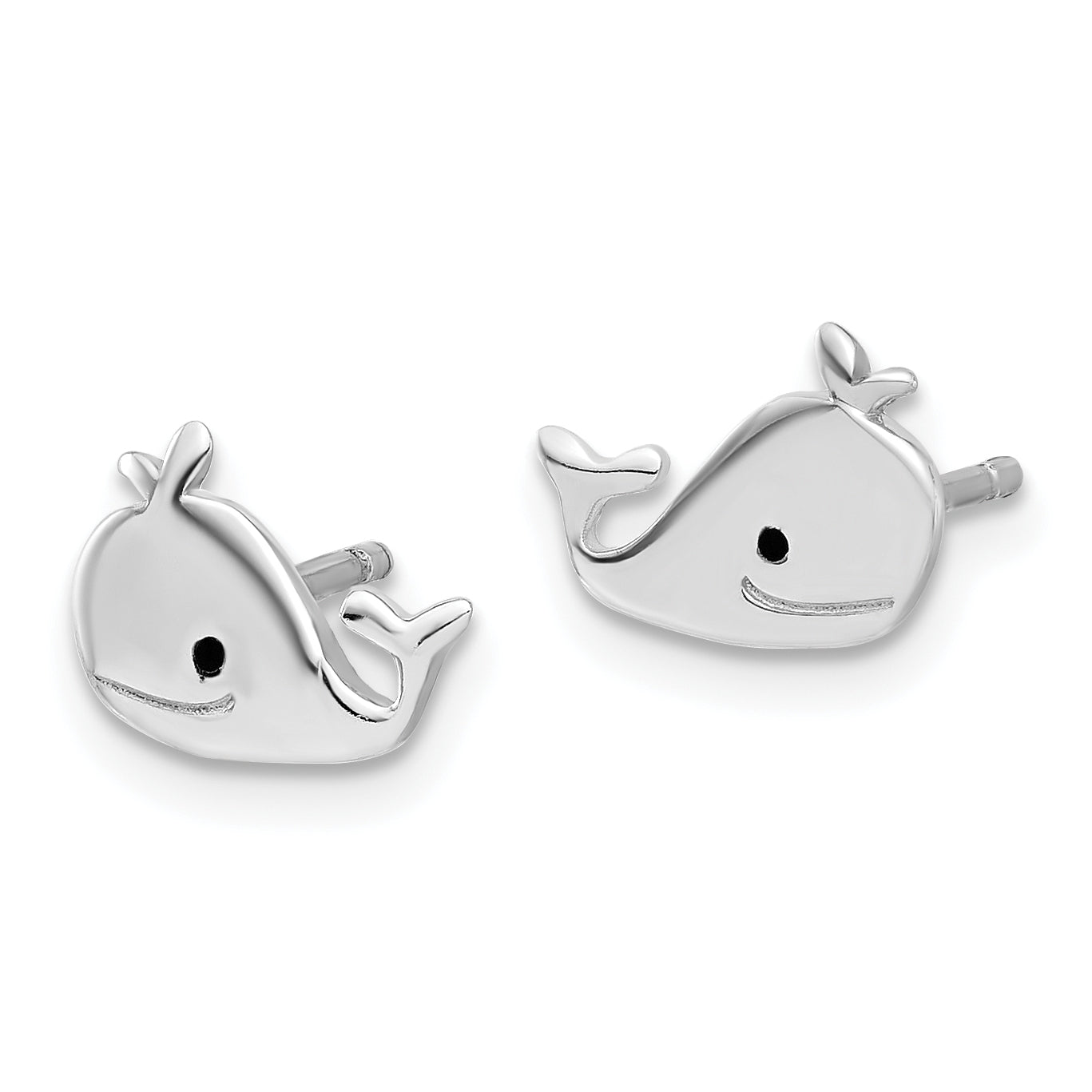 Sterling Silver Madi K Polished & Enameled Whale Children's Post Earrings Secondary image