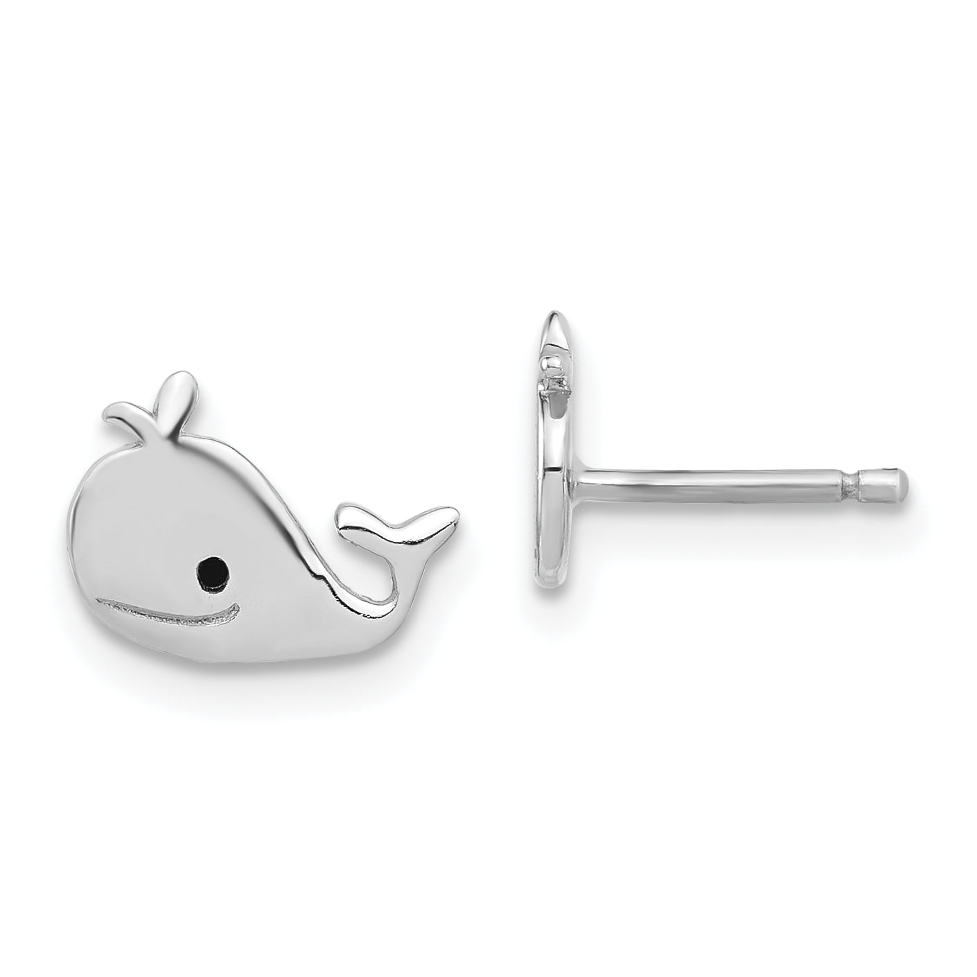 Sterling Silver Madi K Polished & Enameled Whale Children's Post Earrings Main image