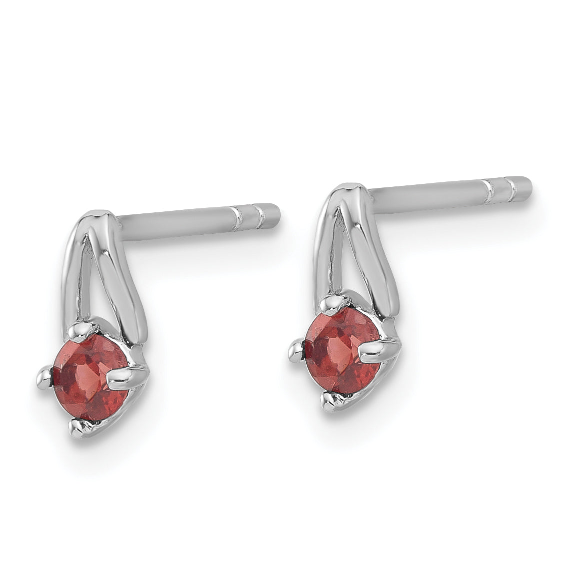 Sterling Silver Rhodium-plated .28GA Garnet Post Earrings Secondary image
